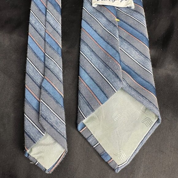 Vintage Van Gogh Blue Striped Necktie 80s 90s Pin Striped - Picture 13 of 16